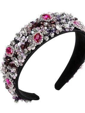 Baroque Girl Embellished Headband Hairband Sequin Crown Tiara Jewellery Headwear